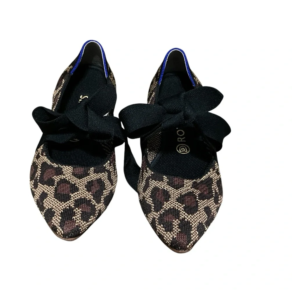Rothy's Leopard Print Flats with Black Bow womens size 9 - Picture 4 of 10